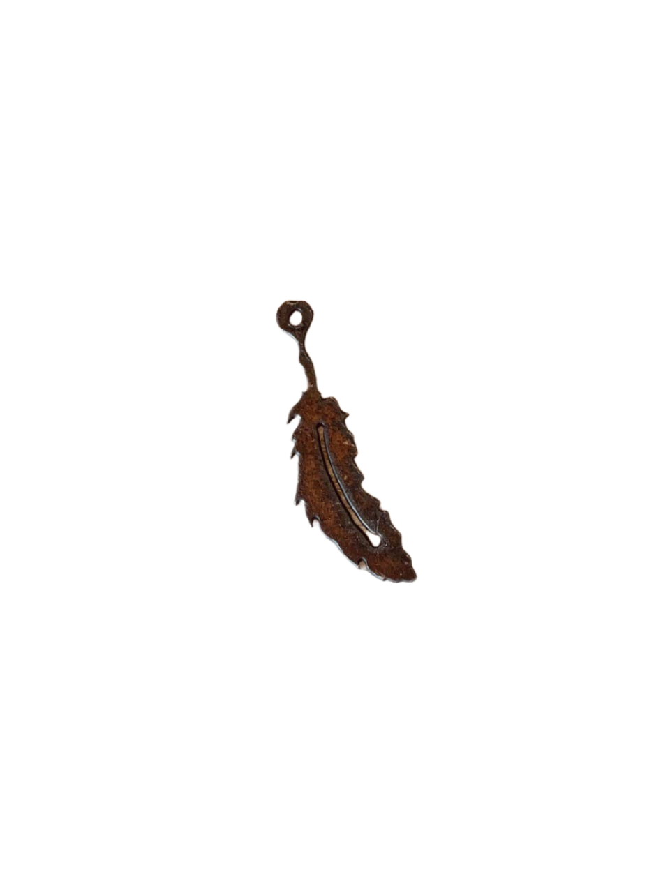 Single Feather Rustic Metal Native Southwest Charm Pendant