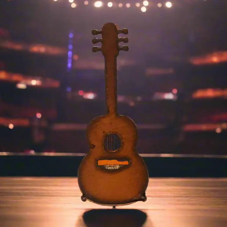 Acoustic Guitar Standing Figure Doodad Rusty