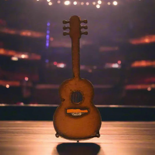 Acoustic Guitar Standing Figure Doodad Rusty
