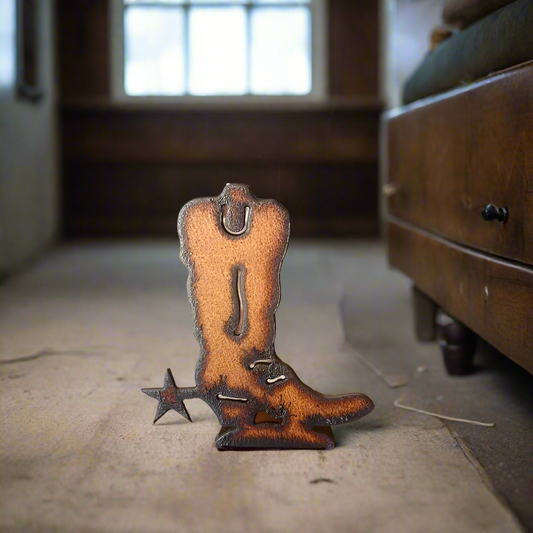Boot Rustic Western Metal Doodad Standing Tabletop Figurine