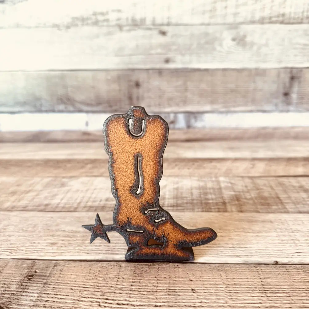 Boot Rustic Western Metal Doodad Standing Tabletop Figurine