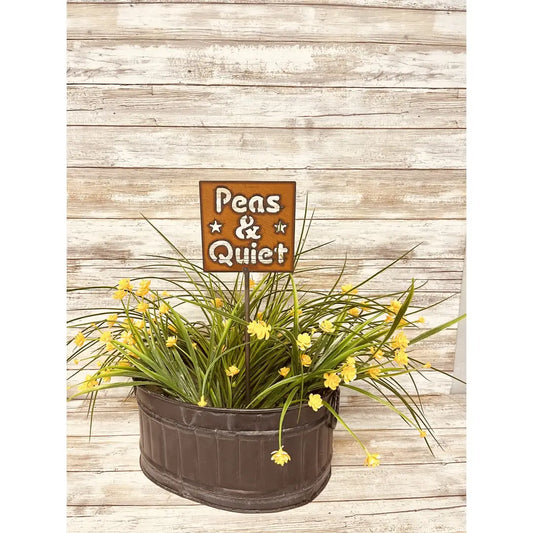 Peas and Quiet Plant Stake Plaque Garden Stake