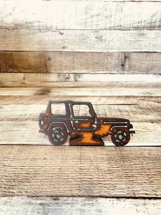 Jeep Doodad Rustic Metal Standing Figurine Tabletop