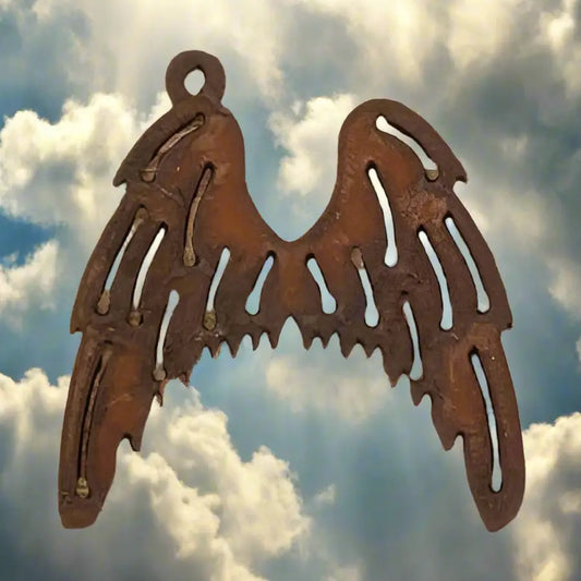 Angel Wings Charm Pendant Rustic Metal