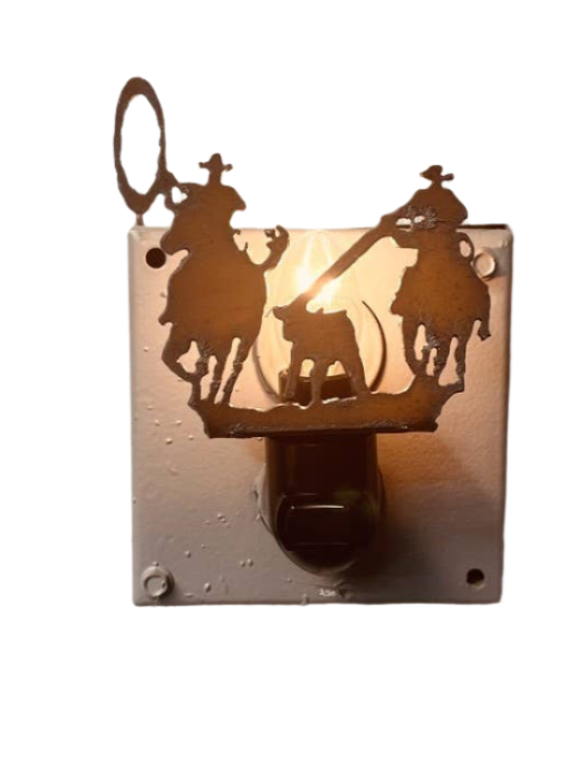 Team roper Image Nightlight Rustic Rodeo