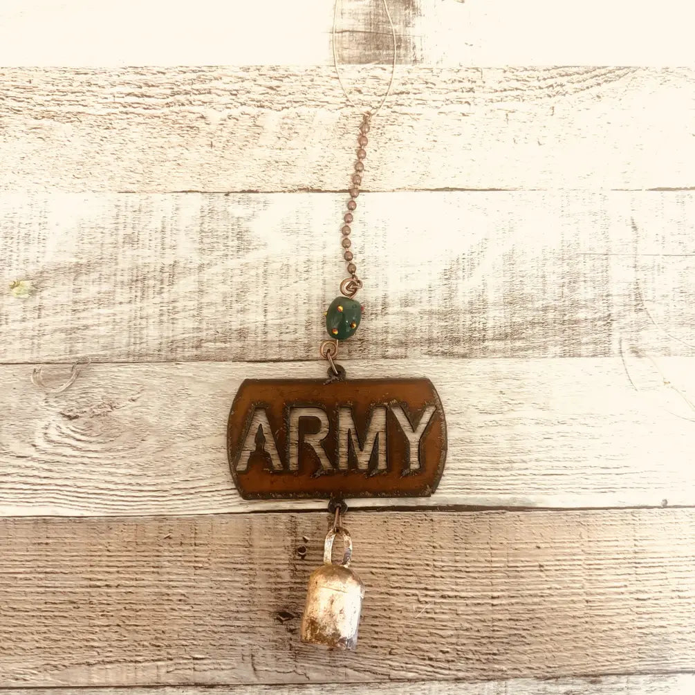 Army Americano Rustic Metal Garden Bell Chime Made in USA