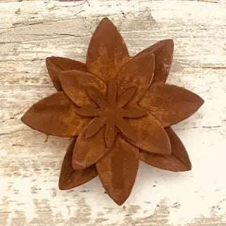Lotus Flower 3D Magnet 4 Inch Rustic Metal Garden Gift