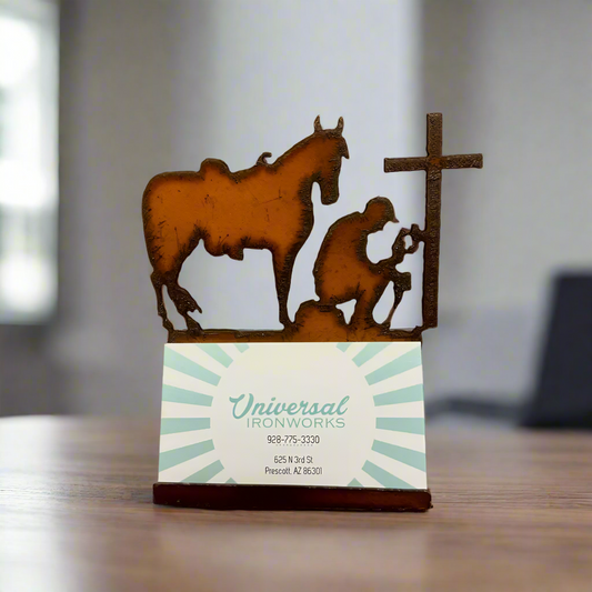 Cowboy At Cross Business Card Holder