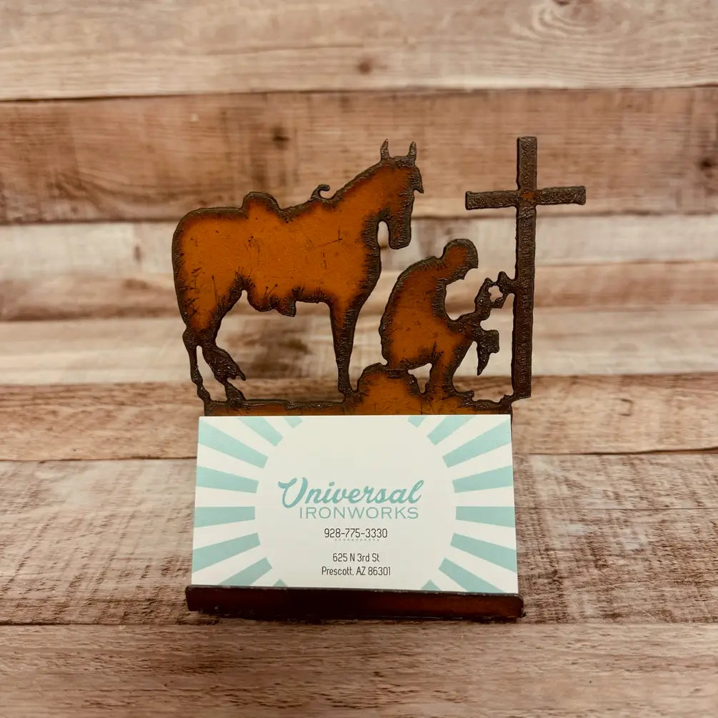 Cowboy At Cross Business Card Holder