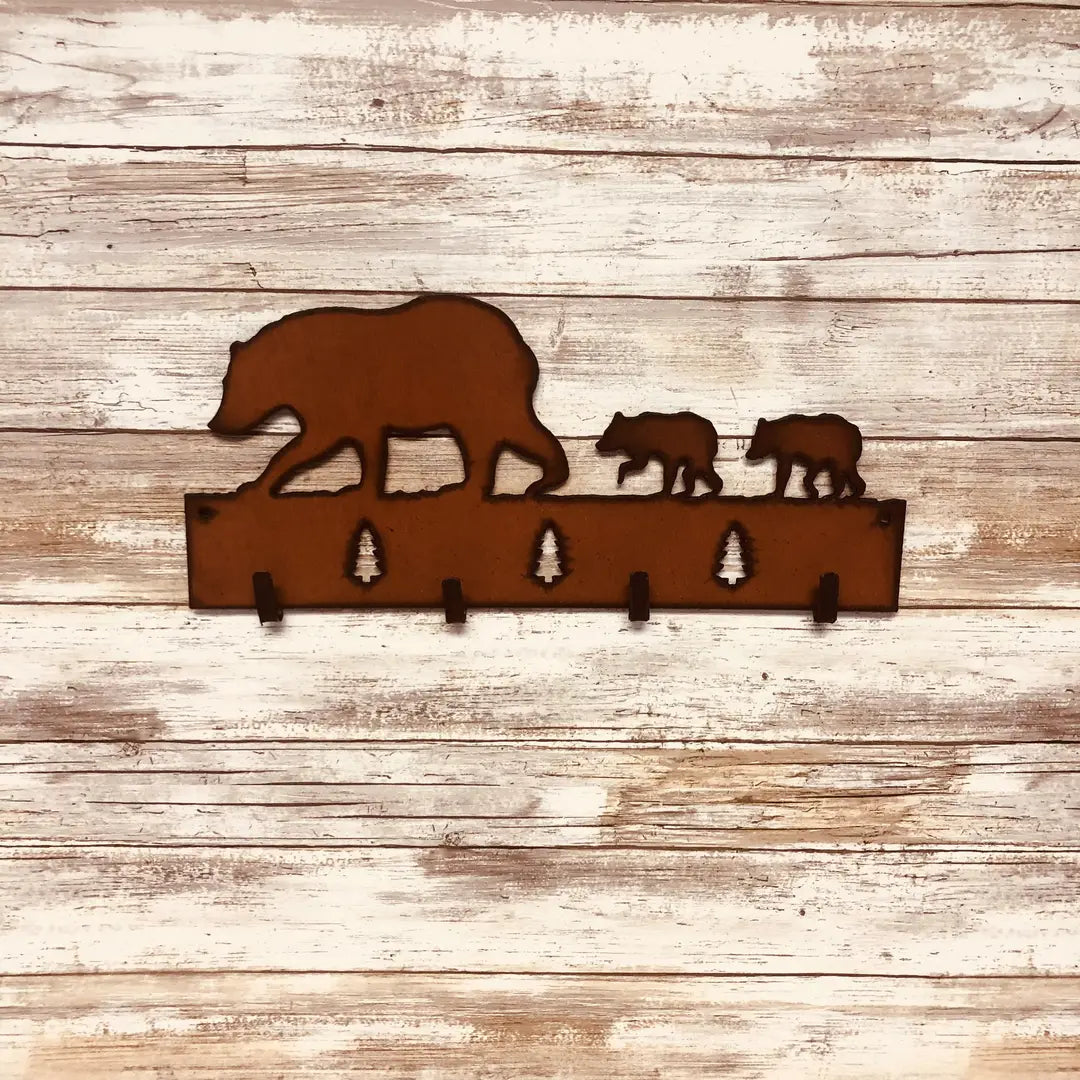 Black Bear and Cubs Lodge Quadruple Key Hook