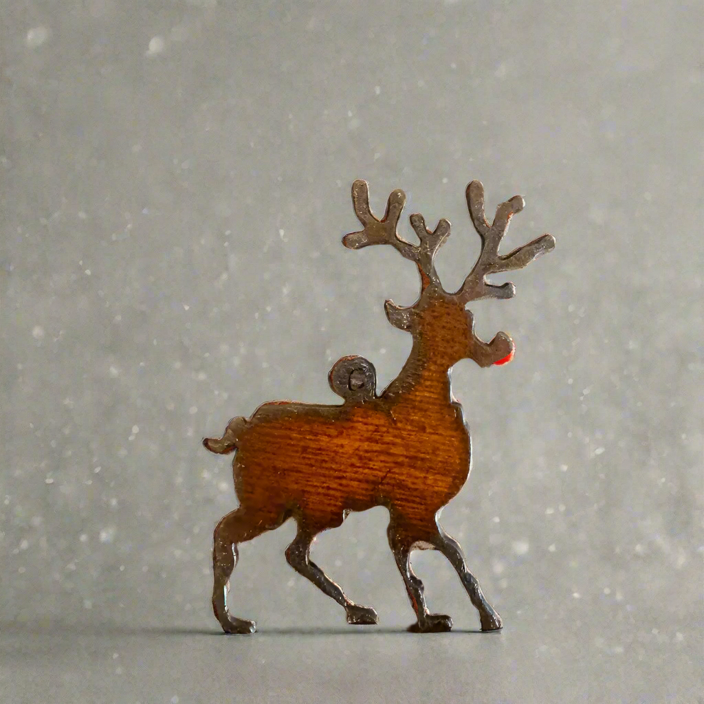 Rudolph Reindeer Christmas Charm Pendant Rustic Metal