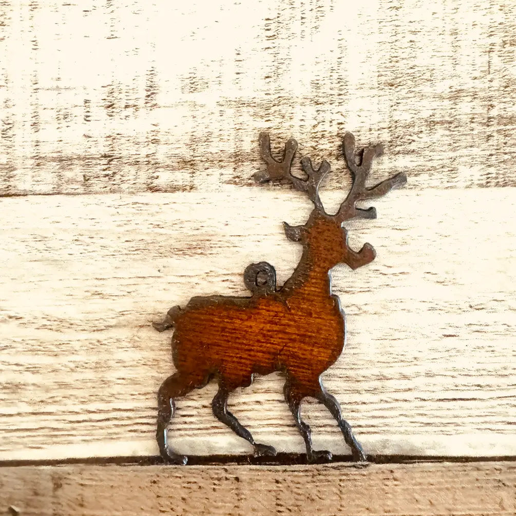 Rudolph Reindeer Christmas Charm Pendant Rustic Metal