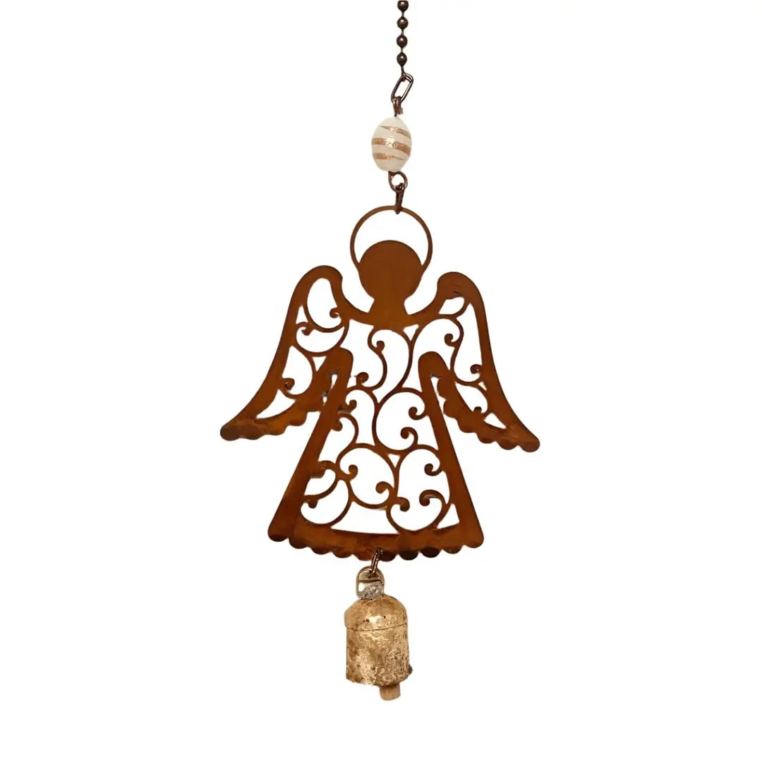 Angel Wings Down Single Bell Rustic Memorial Gift