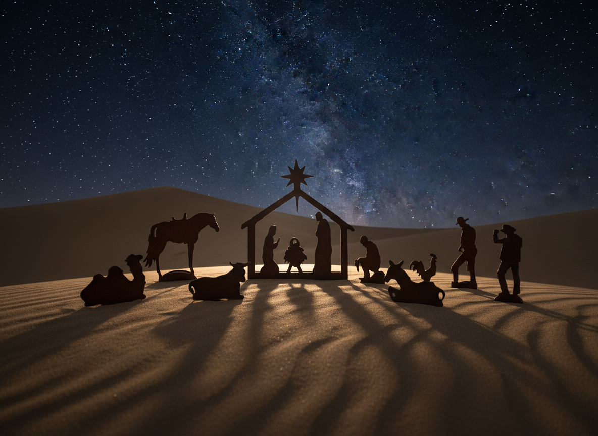 WESTERN Nativity LARGE Size 8 Piece Scene Christmas Holiday