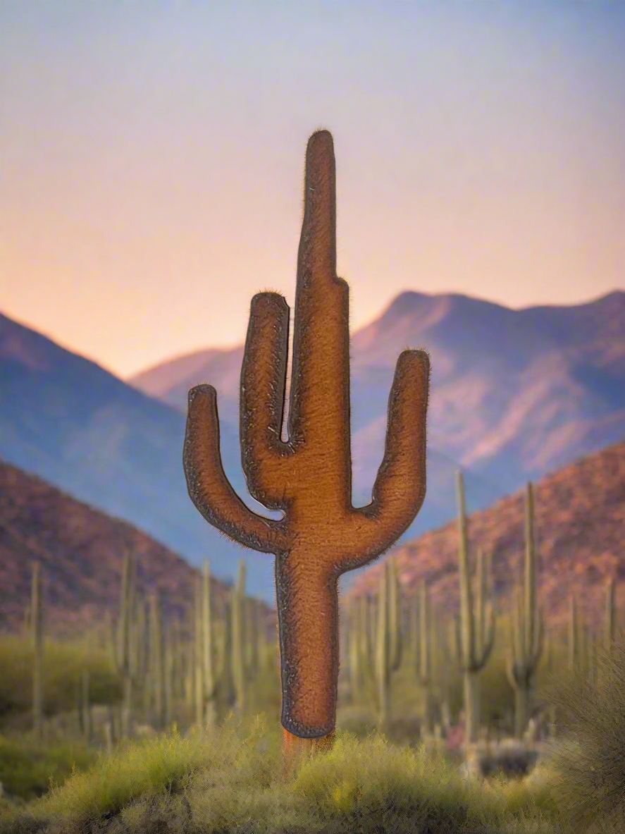 Desert Saguaro Cactus Rustic Metal Magnet Arizona