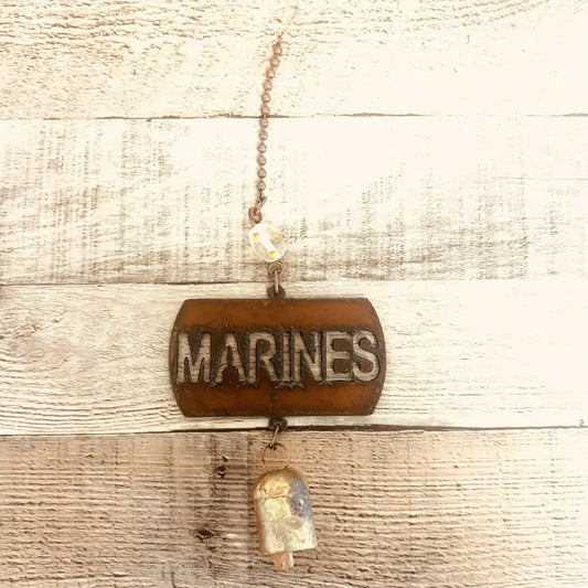 Marines Americano Rustic Metal Garden Bell Chime USA