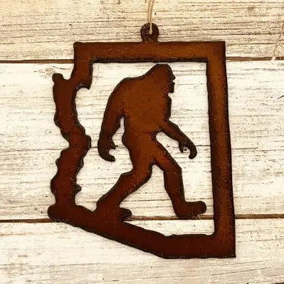 Arizona Outline with Bigfoot Yeti inside Ornament