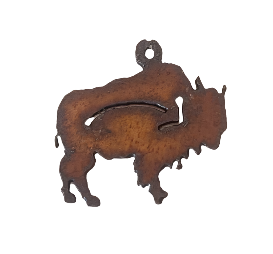 Buffalo with Arrow Charm Rustic Metal Pendant