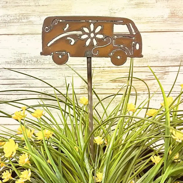 VW BUS GARDEN FRIEND Hippie Plant Stake