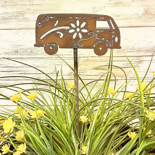 VW BUS GARDEN FRIEND Hippie Plant Stake