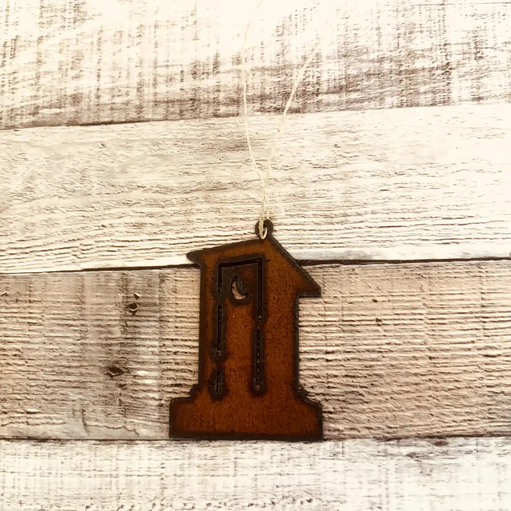 Outhouse Rustic Metal Western Ornament Made in USA