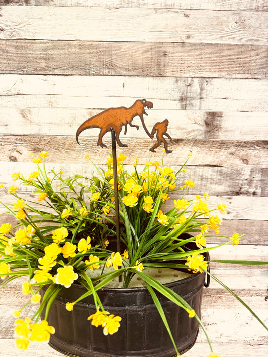 T-Rex with Bigfoot Garden Plant Stake