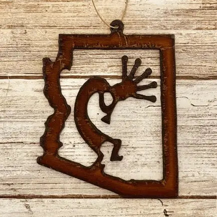 Arizona Outline Ornament with Kokopelli Cut Inside