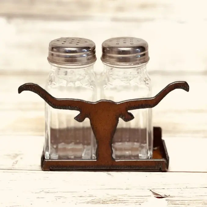 Steer Head Longhorn Rodeo Texas Salt N Pepper Shaker Holder