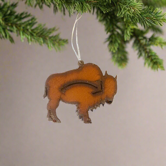 Buffalo with Arrow Lodge Bison Rustic Ornament