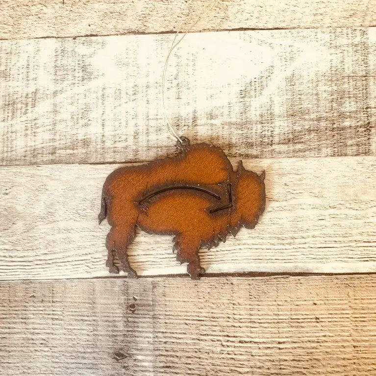 Buffalo with Arrow Lodge Bison Rustic Ornament