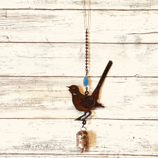Mockingbird Bell Rustic Metal Garden Decor