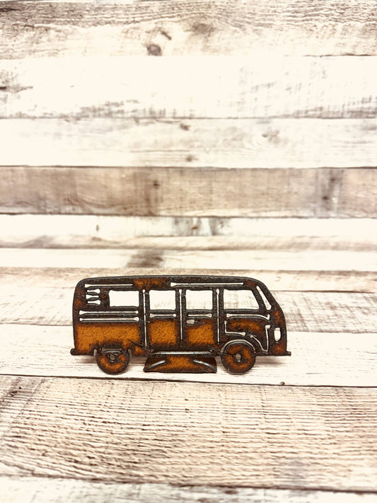 Hippie Van Bus Rustic Doodad Standing Figurine Peace