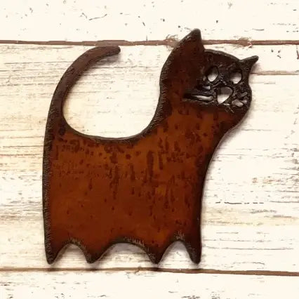 Comic Cat Magnet Kitty Pet Rustic Metal Gift