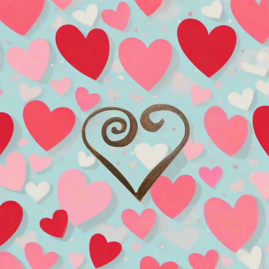 Outline Heart with Swirl Rustic Metal Magnet Made in Usa
