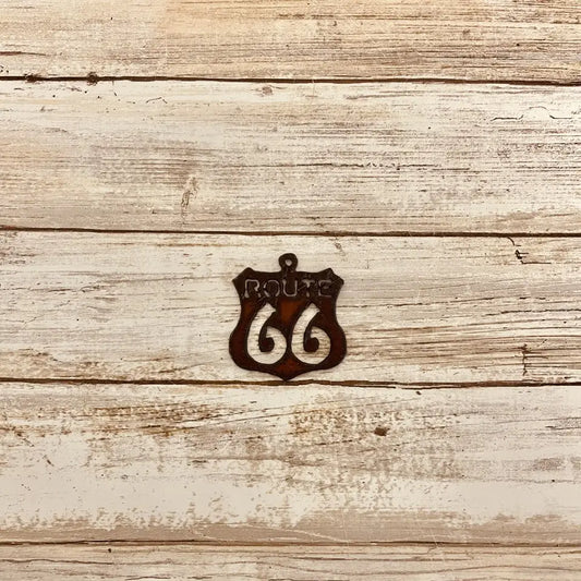 Route 66 Charm Pendant Rustic Made in USA