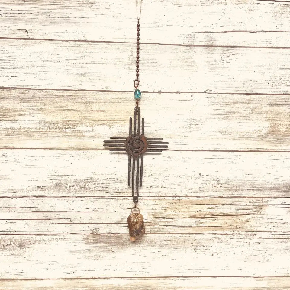 Zia Cross Bell Southwestern New Mexico Garden Chime