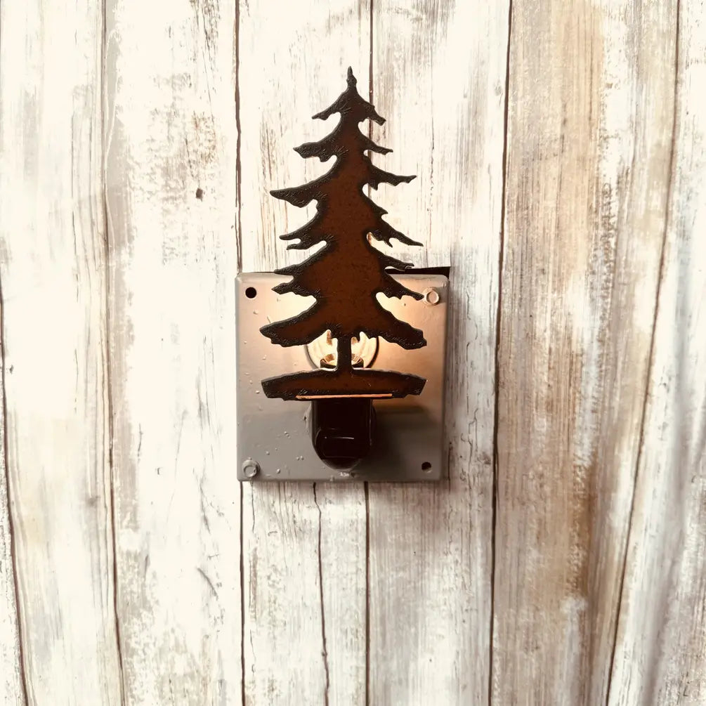 Emporium Pine Tree Rustic Metal Lodge Night Light Image