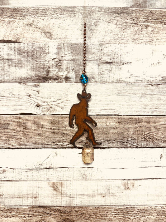 Bigfoot Cowboy Yeti Sasquatch Bell Garden Chime Metal