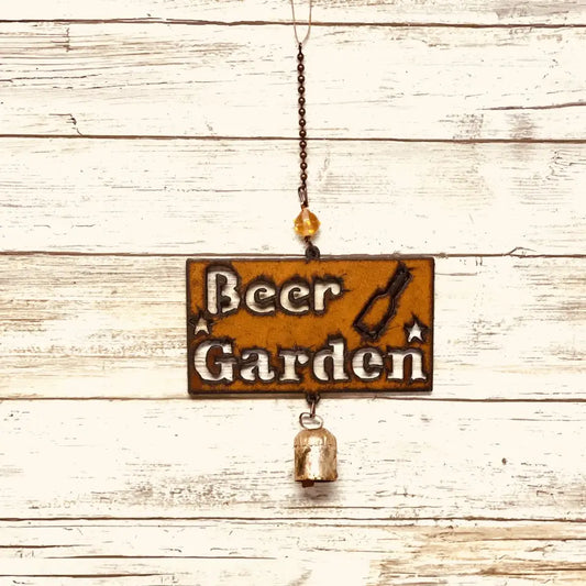 Beer Garden Word Bell Rustic Metal Chime