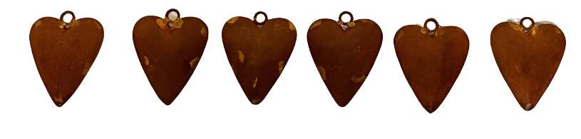 Heart Puffy Charm Set of 6 Valentines Pendant Rustic