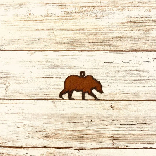 Grizzly Bear Charm Lodge Cabin Mountains Forest Pendant