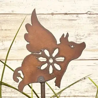 Flying Pig GARDEN FRIEND Plant Stake