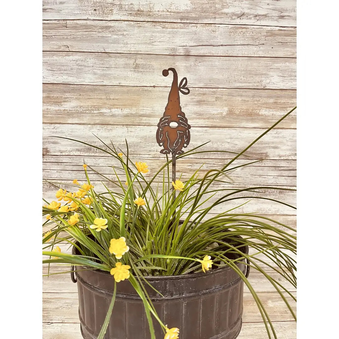 Gnome with Butterfly Plant Stake
