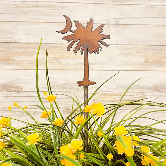 Palmetto tree and Crescent  Moon Plant Stake