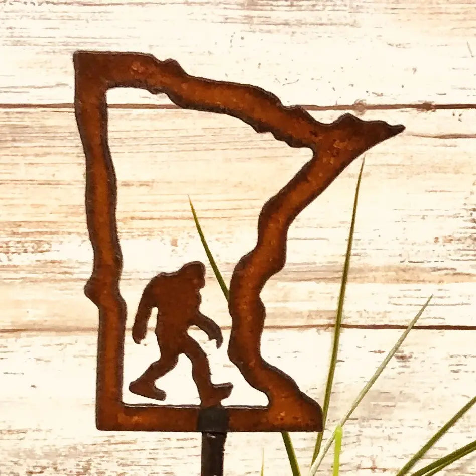 Minnesota Outline with Bigfoot Plant Stake
