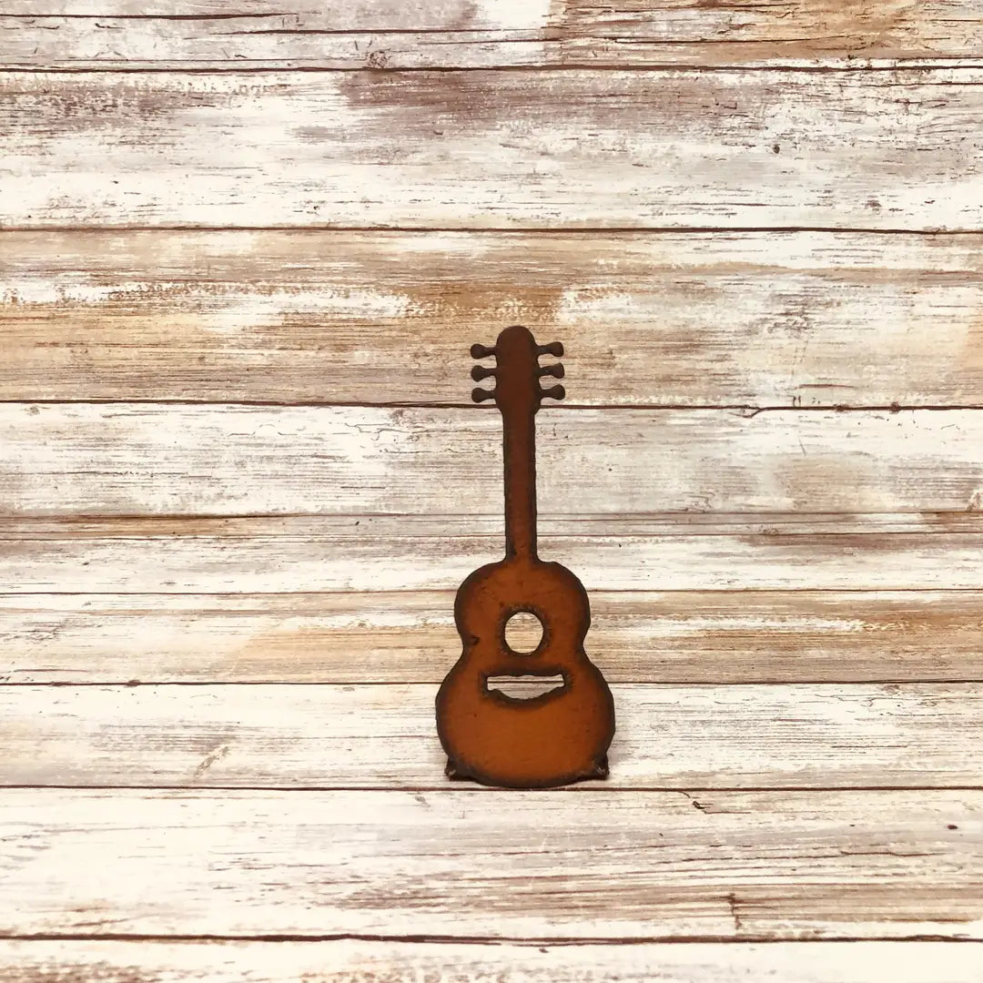 Acoustic Guitar Standing Figure Doodad Rusty
