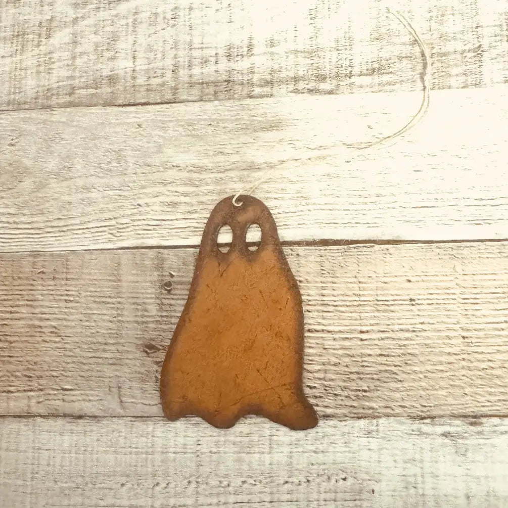 Ghost Rustic Metal Ornament Spooky Made in USA