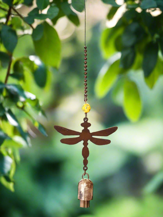 Dragonfly Bell Rustic Metal Garden Decor Chime