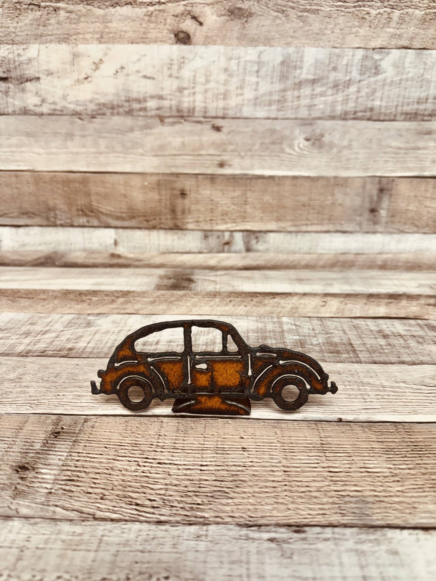 Hippie Bug Doodad Standing Figurine Rustic Metal Decor