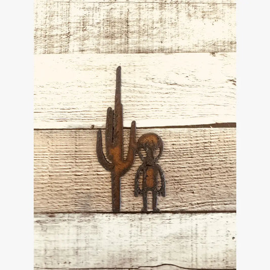 Alien with Cactus Desert Magnet Area 51 Rustic Metal Magnet